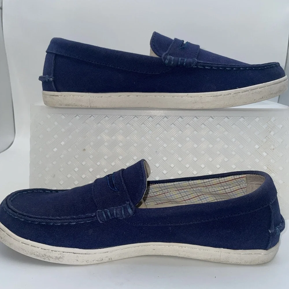 Cole Haan Pinch Maine Classic Navy Canvas Slip On Penny‎ Loafers Shoes Size 8.5